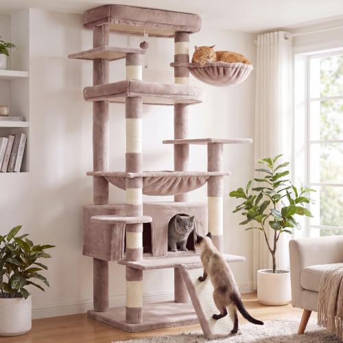 Tall Cat Tree for Large Cat (Rosy Brown / 75.2 inch)