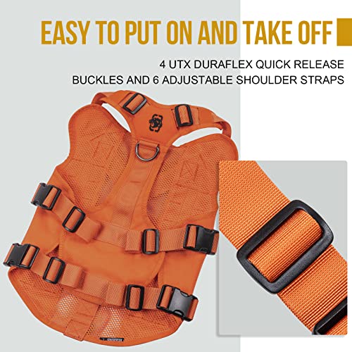No Pull Tactical Dog Harness for Large Dogs (Orange / L)
