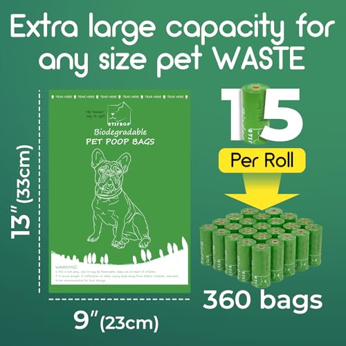 Biodegradable Dog Poop Bags 360 Count (360 Count (Pack of 1) / Natural Unscented)