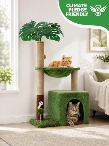 38'' Cat Tree Tower with Scratching Posts Cat Condo Green (Brown / 38‘’)