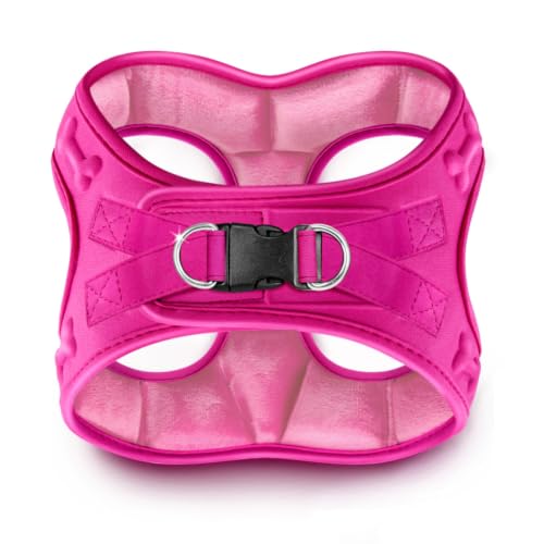 Comfort Fit Dog Harness Step in No Pull Harness for Small Medium Sized Dogs Soft Padded No Escape Harness Adjustable Easy Buckle with Leash Attachment D (XS (Chest 13"-14.5") / Pink Plush)