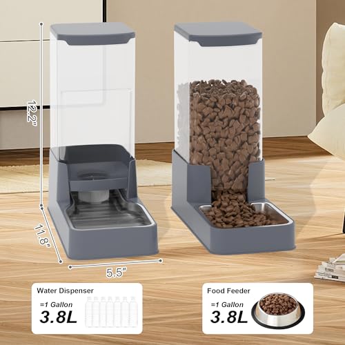 Automatic Cat Feeder and Water Dispenser in Set with Pet Food Bowl