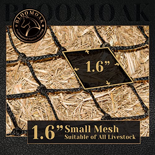 Bloomoak Slow Hay Net Feeder for Horses (2 String-1.6" Hole-Ultra Slow Feed/2PC)