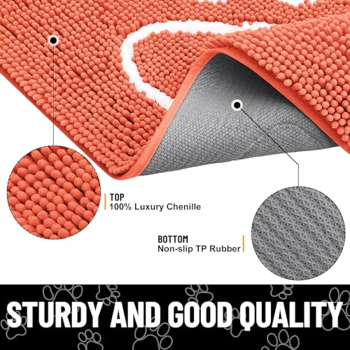 Dog Door Mat for Muddy Paws (36"X24" / Coral and White)