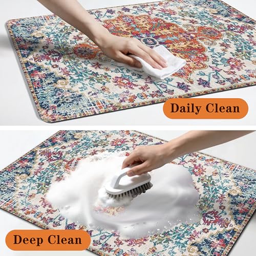 Pet Feeding Mat for Floors Waterproof Dog Mat for Food and Water Absorbent Quick Dry Non Slip mat for Cat Bowls (24"L x 16"W / Boho-2)