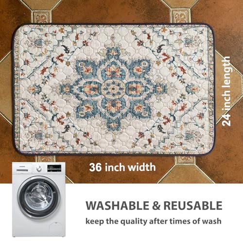 Washable Pee Pads for Dogs (24x36 Inch (Pack of 2) / Beige/Floral)