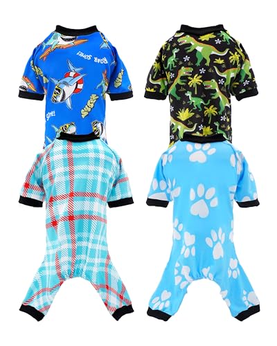 4 Pack Blue Dog Pajamas for Medium Dogs (Large)