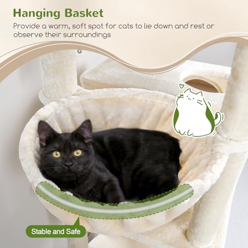 Extra Tall Cat Tree Tower for Indoor Cats (Beige / 76 inch)