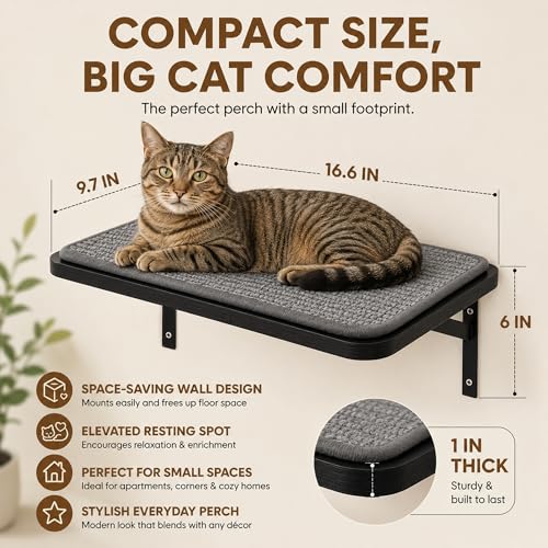 Cat Wall Shelves Set of 2 (2PCS Shelf with Gray Sisal)