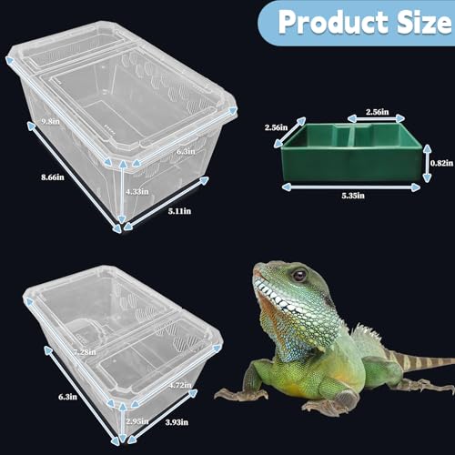 Reptile Feeding Box 6 PCS Snake Breeding Box Lizard Cricket Cage Habitat Hatching Container Transparent Portable Critter Keeper for Spider Scorpion Gecko Tortoise Treefrog