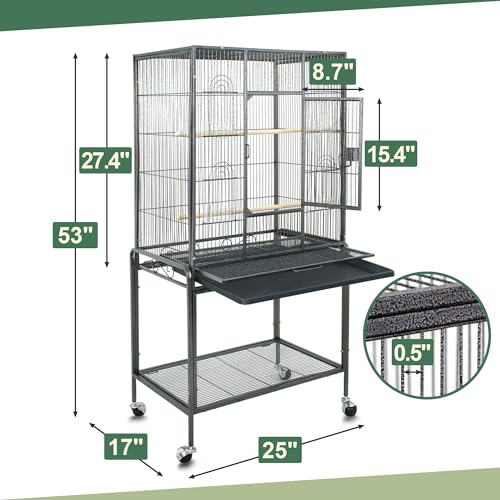 53 Inch Parakeet Bird Cage (Black + Silver)