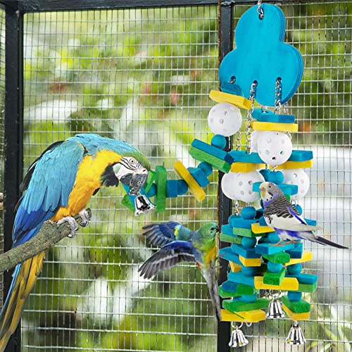 Large Bird Parrot Toys for Cockatoos African Grey Macaws Amazon Parrots (Blue)