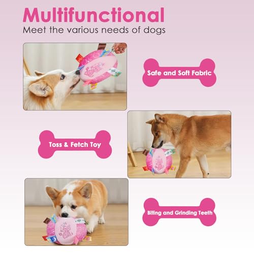 Dog Squeaky Plush Toy with Straps (Pink)