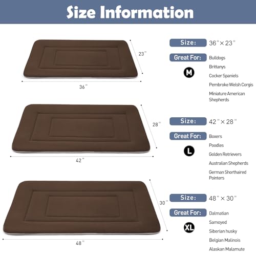 Dog Bed Soft Dog Crate Bed Pad Mat (36.0"L x 23.0"W x 1.2"Th / Dark Brown)