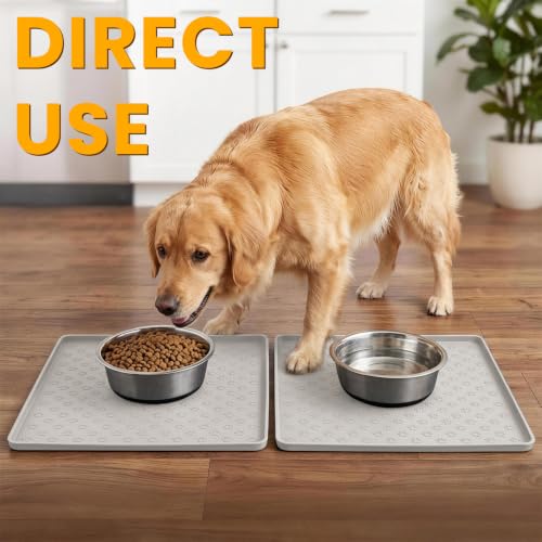 2 Pack Dog Food Mat Anti (11.8"L x 11.8"W - 2 Pack / Cream)