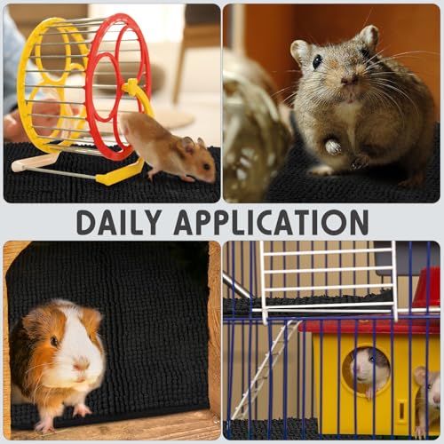4 Pcs Guinea Pig Cage Liner (Black / 16 x 24 Inch / Low Pile Chenille)