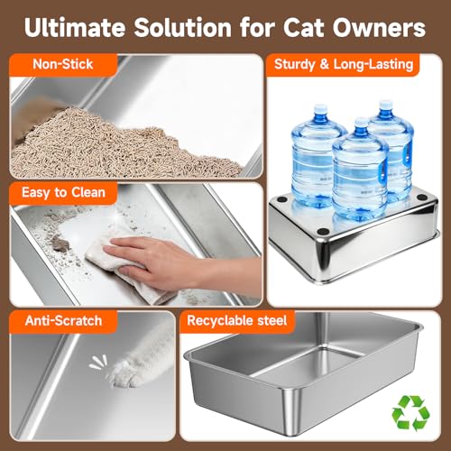 Stainless Steel Litter Box (BLACK-1 XL)