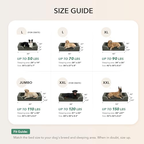 Orthopedic Washable Dog Bed for Large Dogs (Dark Green / 36.0"L x 27.0"W x 8.0"Th)