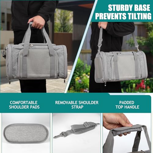 Dog Cat Carrier Pet Carriers for Small Medium Large Cats Dogs Carrier Soft Sided Small Puppy Dog Carrier Portable Foldable Airline Approved Dog Cat Travel Carrier Grey Medium (18.0"L x 11.5"W x 11.5"H / Grey)