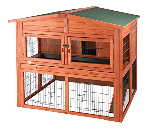 natura Outdoor Deluxe Rabbit Hutch with Run (44.1"L x 45.3"W x 53.1"H / Deluxe Hutch / Brown)