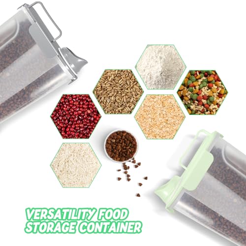 Cat Dog Food Storage Container Upgraded Large Nozzle (Light Green+Light Gray / 5L-2pack)