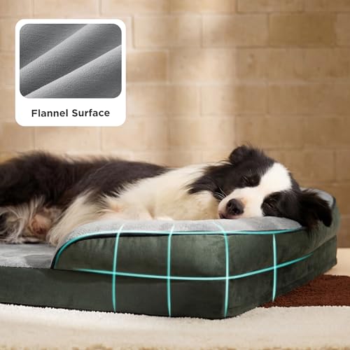 Orthopedic XL Dog Bed Extra Large Washable Original Design (Dark Green / 42"l X 32"w X 6.5"th)
