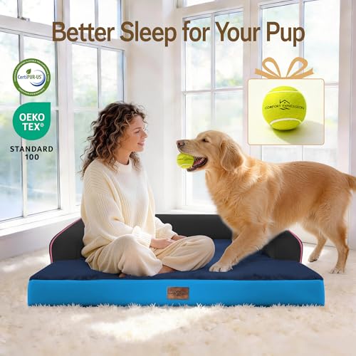 Orthopedic XL Dog Bed for Large and Extra Large Dogs (Blue Ember / 42"L x 30"W x 7.5"Th)