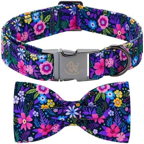 Dog Collar Floral Pattern Pet Collars with Bow Girl (Blossom / X-Large (Pack of 1))