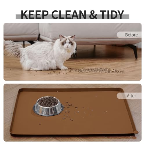 Silicone Pet Feeding Mat (Brown / 28" x 18")