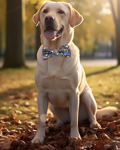 10 Pack Fall Dog Bowties for Large Dogs Sliding on Collar (M/L)