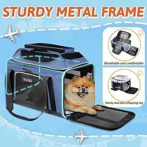 Top Expandable Small Pet Carrier 18"x11"x11" Airline Approved (18.0"L x 11.0"W x 11.0"H / Blue)