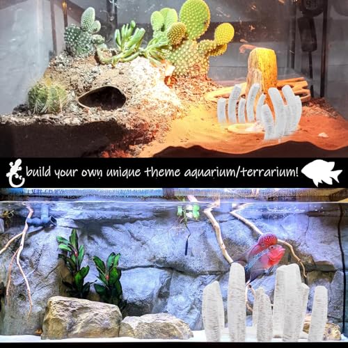 Skull Fish Tank Decorations Dinosaur Bones Snake Hideout Cave Animal Reptile Ornament Halloween Décor for Terrarium Aquarium Large Betta Tarantula Decor (Skeletons)