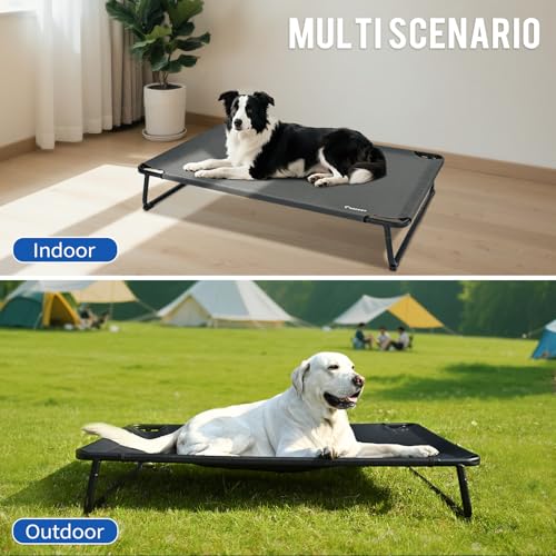 Cooling Elevated Dog Bed (Grey / 32.0"L x 25.2"W x 7"T)