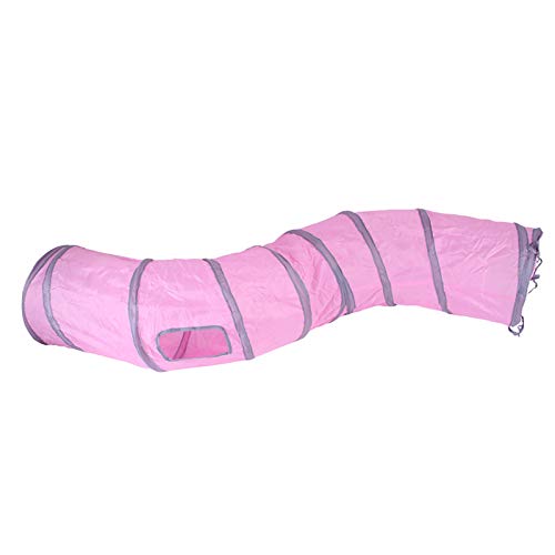 Cat Tunnel Toys for Indoor Cats Kittens Rabbits (47" (Shape S) / Pink)