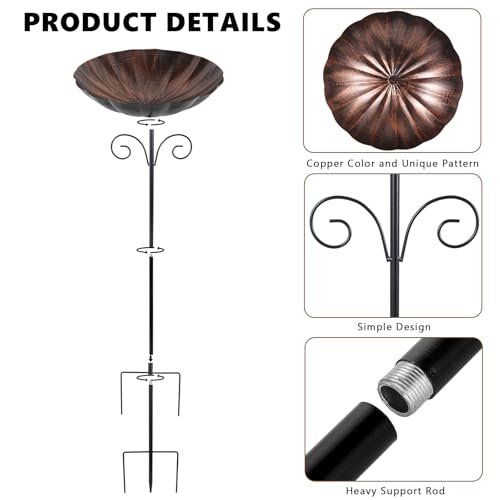 Metal Bird Baths for Outdoors (Brown)