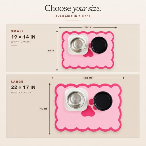 Scalloped Dog Feeding Mat (Coral / 22"L x 17"W)