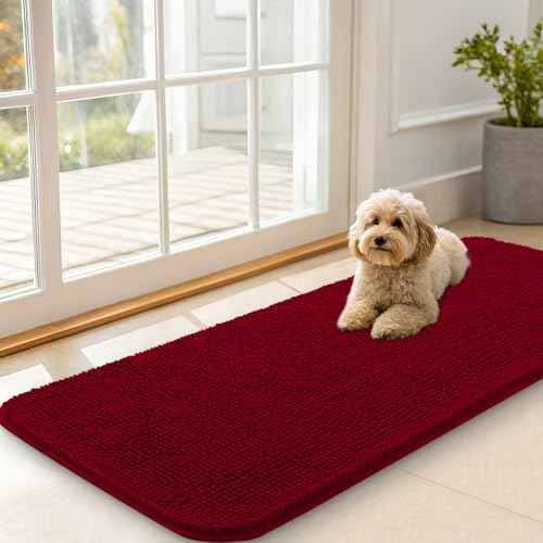 Dog Door Mat for Muddy Paws 47x20 (Red / 47" X 20")