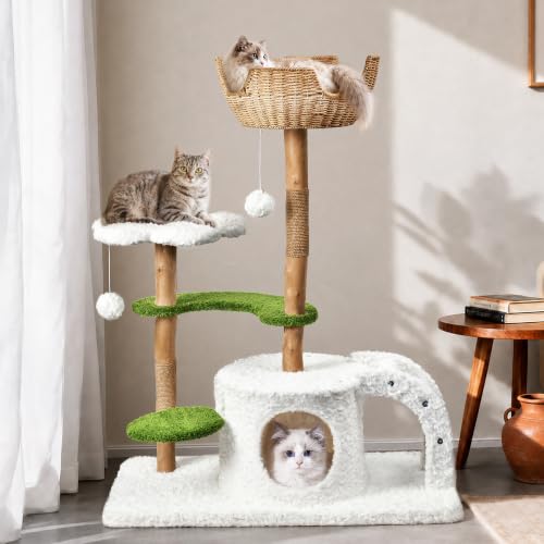 Modern Cat Tree (White&Green / 45.6'')