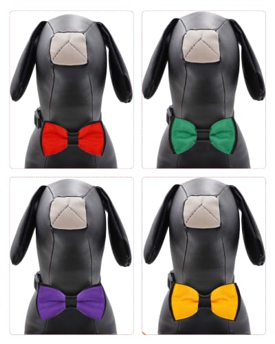 5 Pack Mixed Color Dog Bowties for Small Dogs Slide on Collar (S/M)