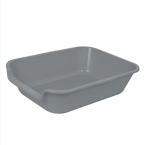 Extra Large Low Entry ABS Cat Litter Box (Small (Pack of 2) / Dark Gray)