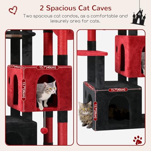 Heavy Duty Cat Trees for Big Cats Maine Coon (Blood-Goth / 61inch)