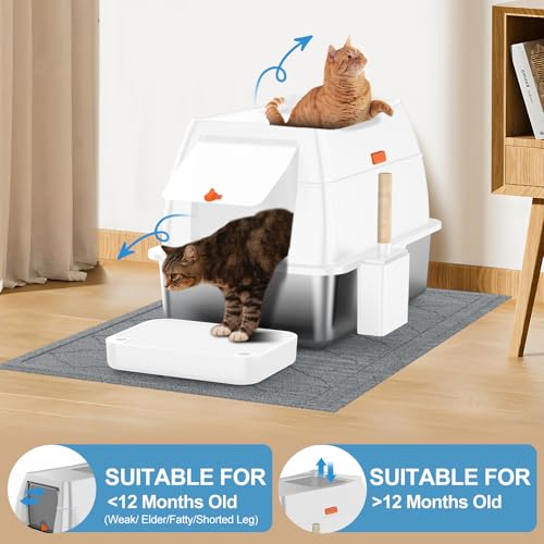 Stainless Steel Litter Box with Lid (White)