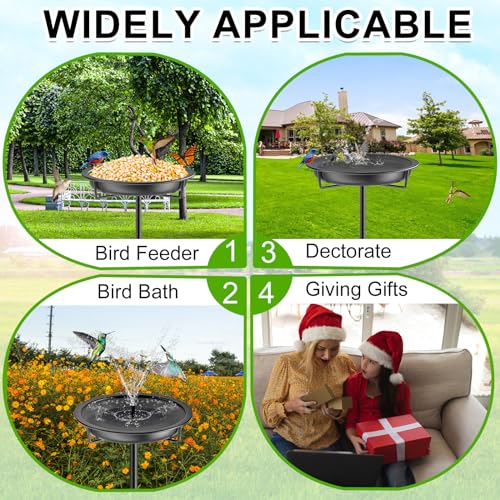 Metal Bird Bath for Outside Garden Birdbath Bowl (Black)