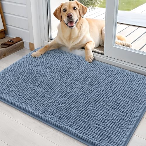 Dog Door Mat for Muddy Paws 35x24 (Airy Blue / 35" X 24")