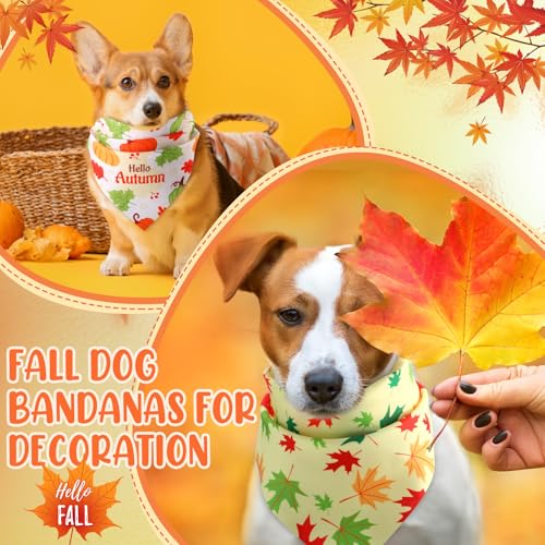 50 Pcs Thanksgiving Fall Dog Bandanas Bulk for Dogs Autumn Soft Bibs Adjustable Triangle Pet Bandana for Small Medium Large Costume (Leaves Pattern / 25.6 x 17.7 x 17.7 Inch)