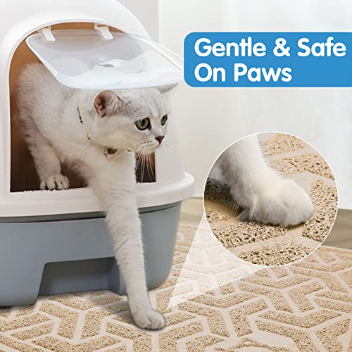 Waterproof Cat Litter Mat Large 35" x 24" Soft on Kitty Paws (E-Beige)