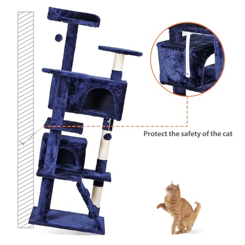 54 in Cat Tree Tower for Indoor Cats Multi (Blue)