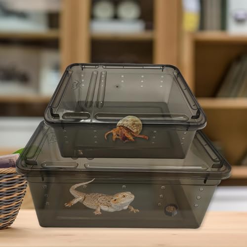 8 PCS Reptile Feeding Box Portable Snake Breeding Box Reptile Transport Container 7.48"x4.92"x2.95" Plastic Pet Houses for Lizard Spider Scorpion Gecko Insect Tortoise Treefrog
