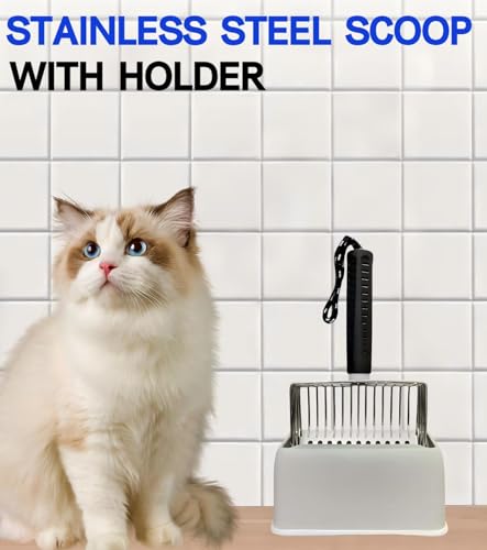 Metal Cat Litter Scoop with Holder (Scoop+Holder)