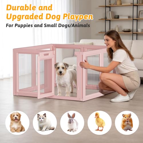 Acrylic Dog Playpen Indoor (Skin Pink / 30.3"H)